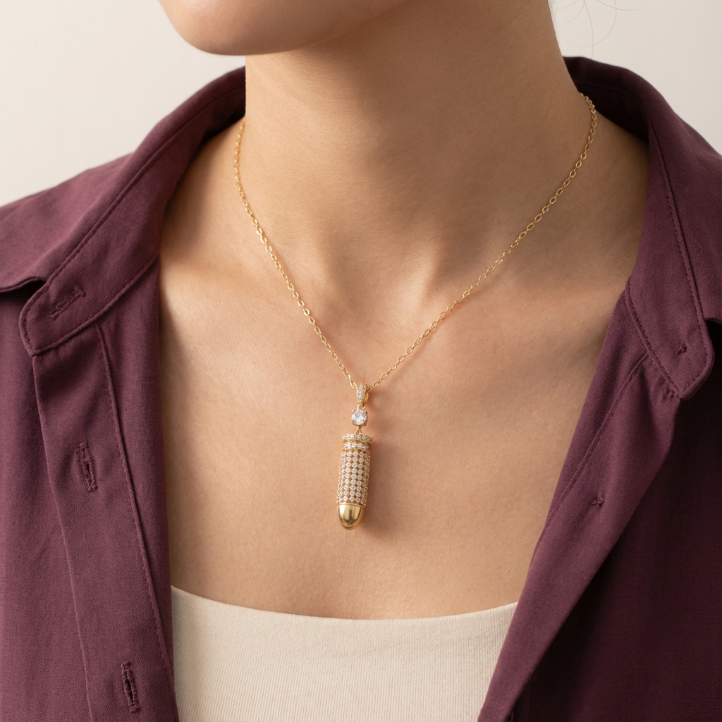 تعليقة ذهب عيار 18 بتصميم أسطواني