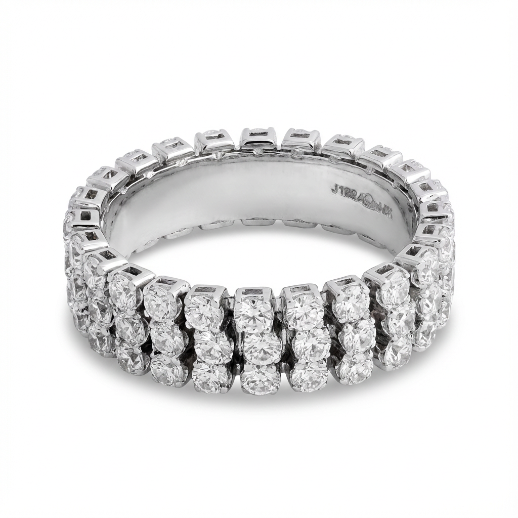 دبلة روزي ذهب عيار 18 بفصوص بيضاء لامعة