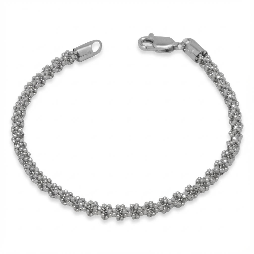 أسورة ذهب أبيض عيار 18 بتصميم خرز