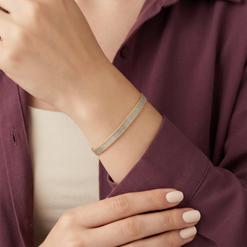 أسورة ذهب عيار 18 بتصميم ثنائي اللون