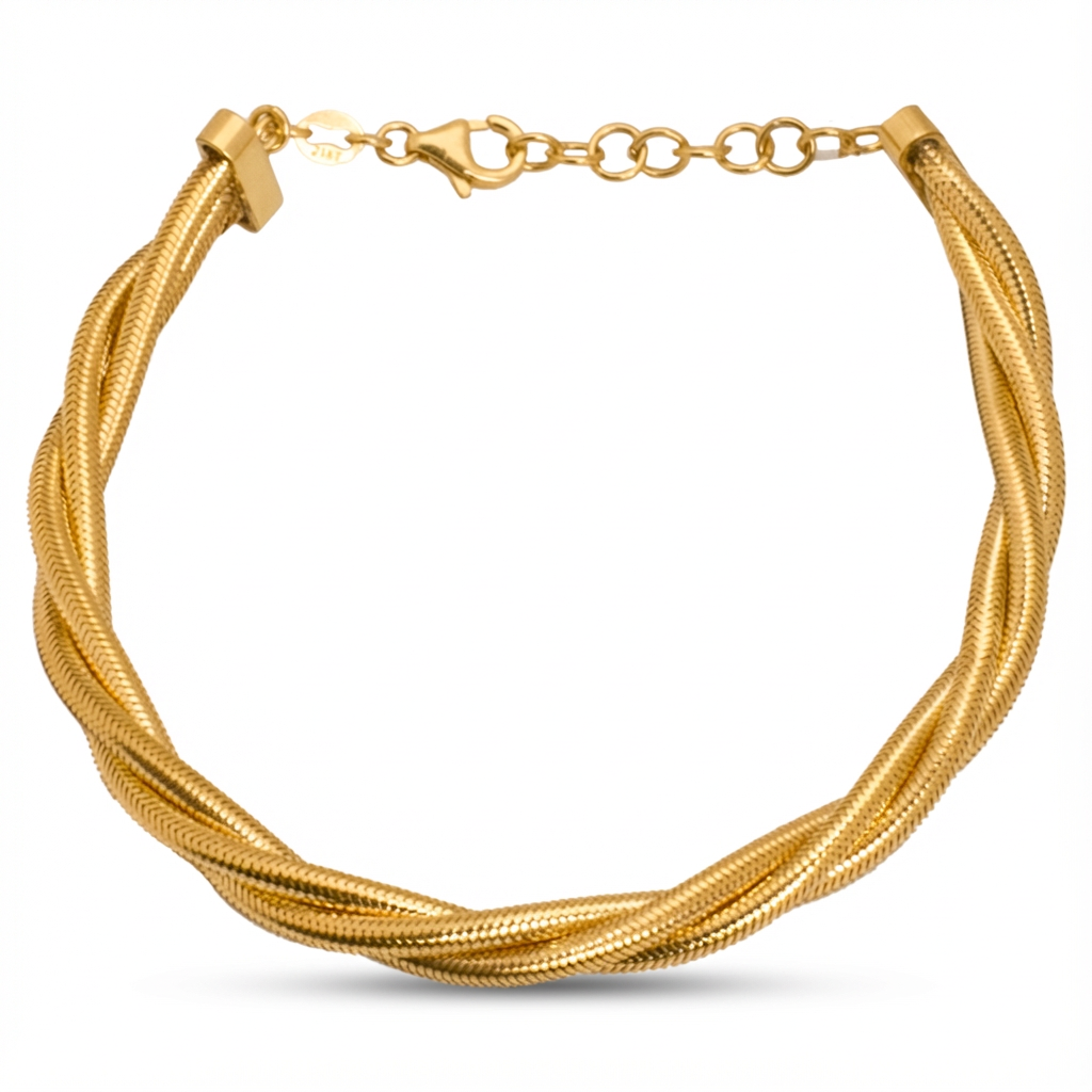 أسورة ذهب عيار 21 بتصميم مجدول