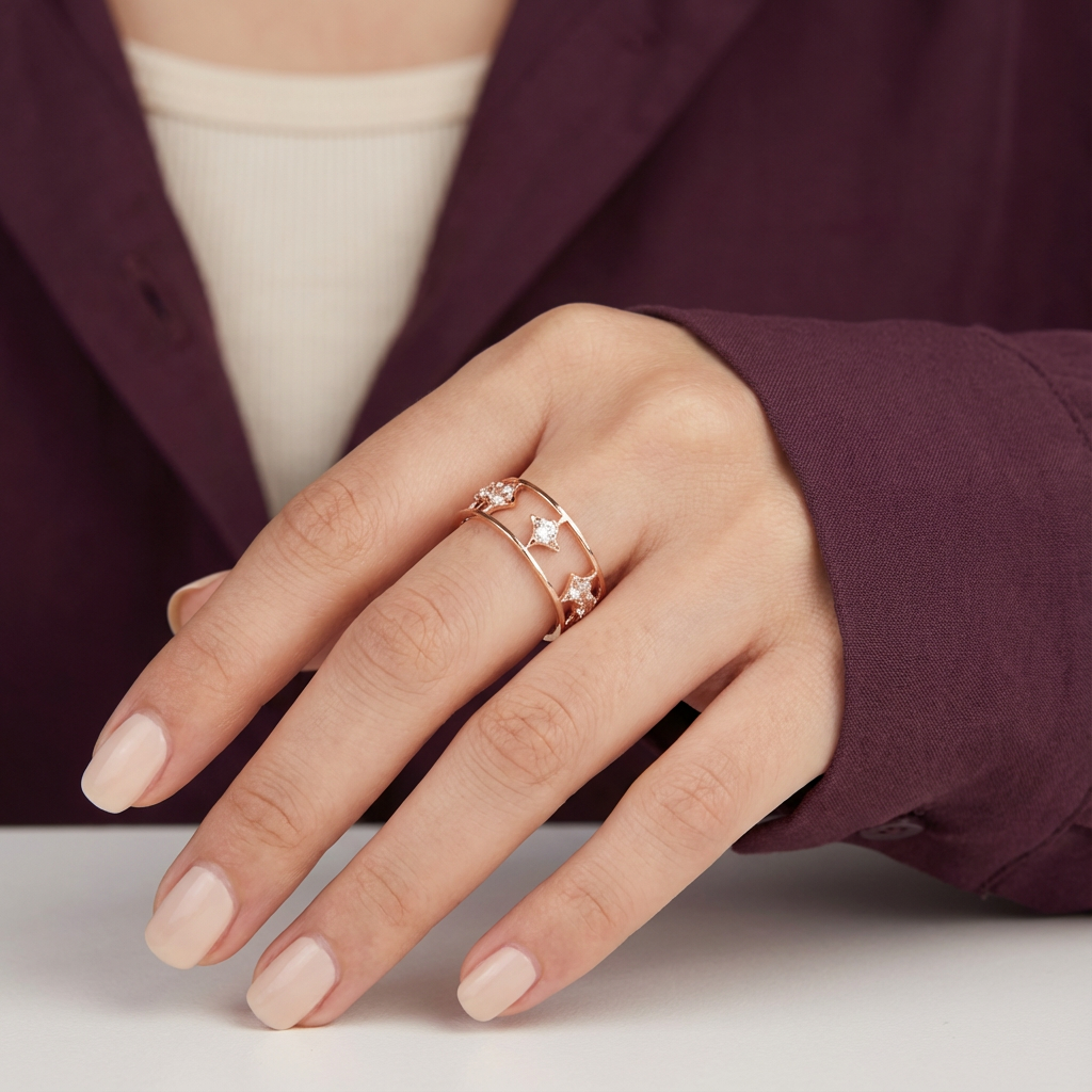 خاتم ذهب عيار 18 بتصميم هندسي