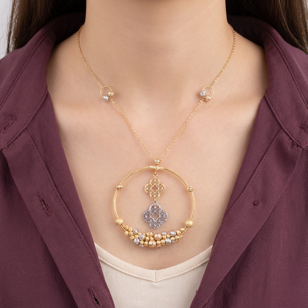 عقد ذهب عيار 18 بتصميم مزخرف