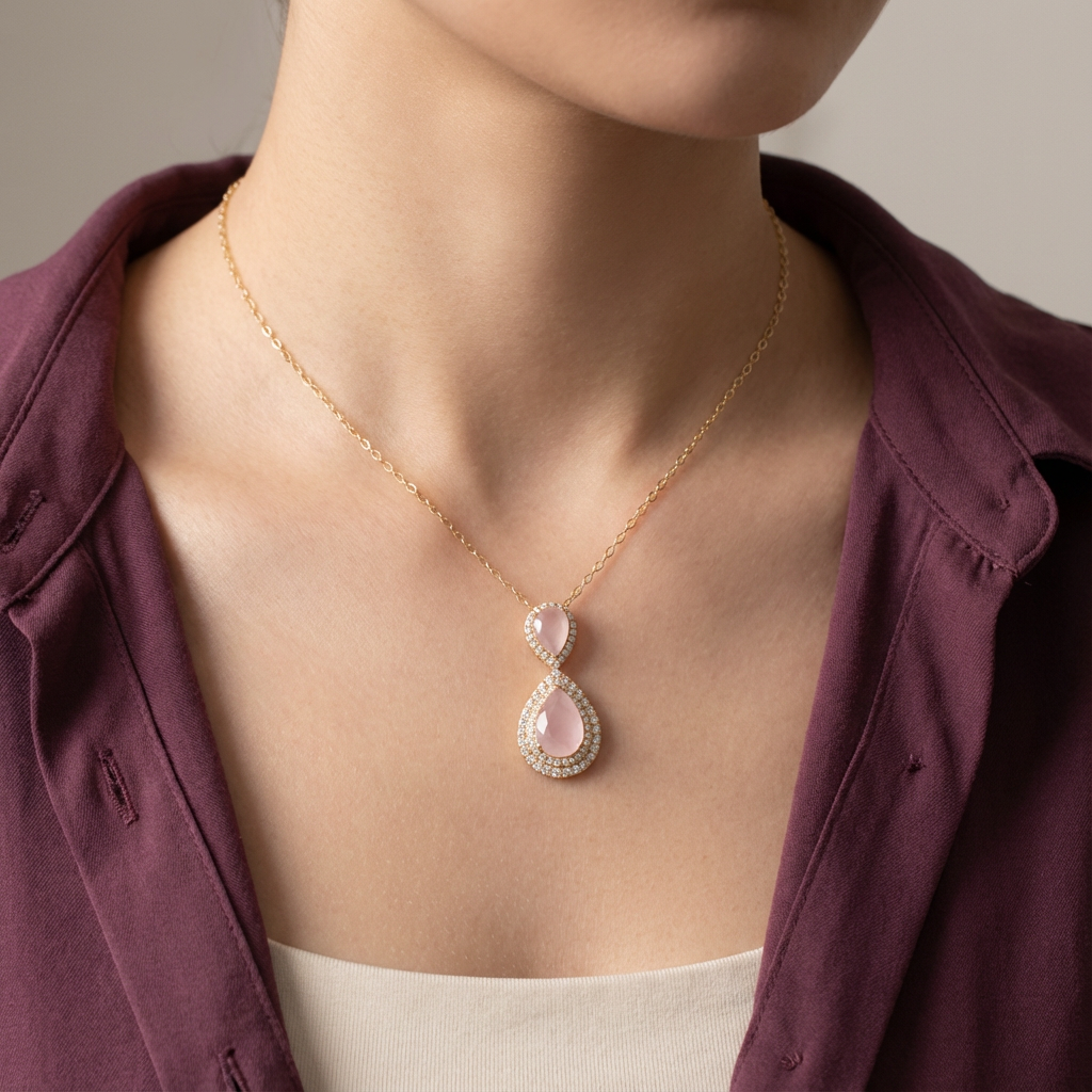 تعليقة ذهب عيار 18 بتصميم قطرتين