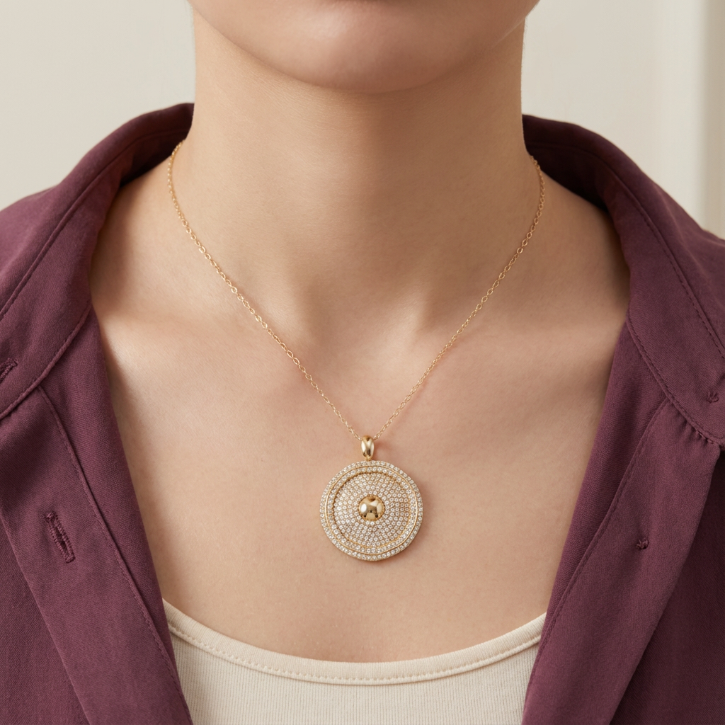 عقد ذهب عيار 18 بتصميم دائري