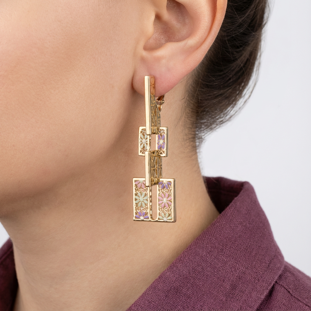 أقراط أكوا ذهب عيار 18 بقفل محكم