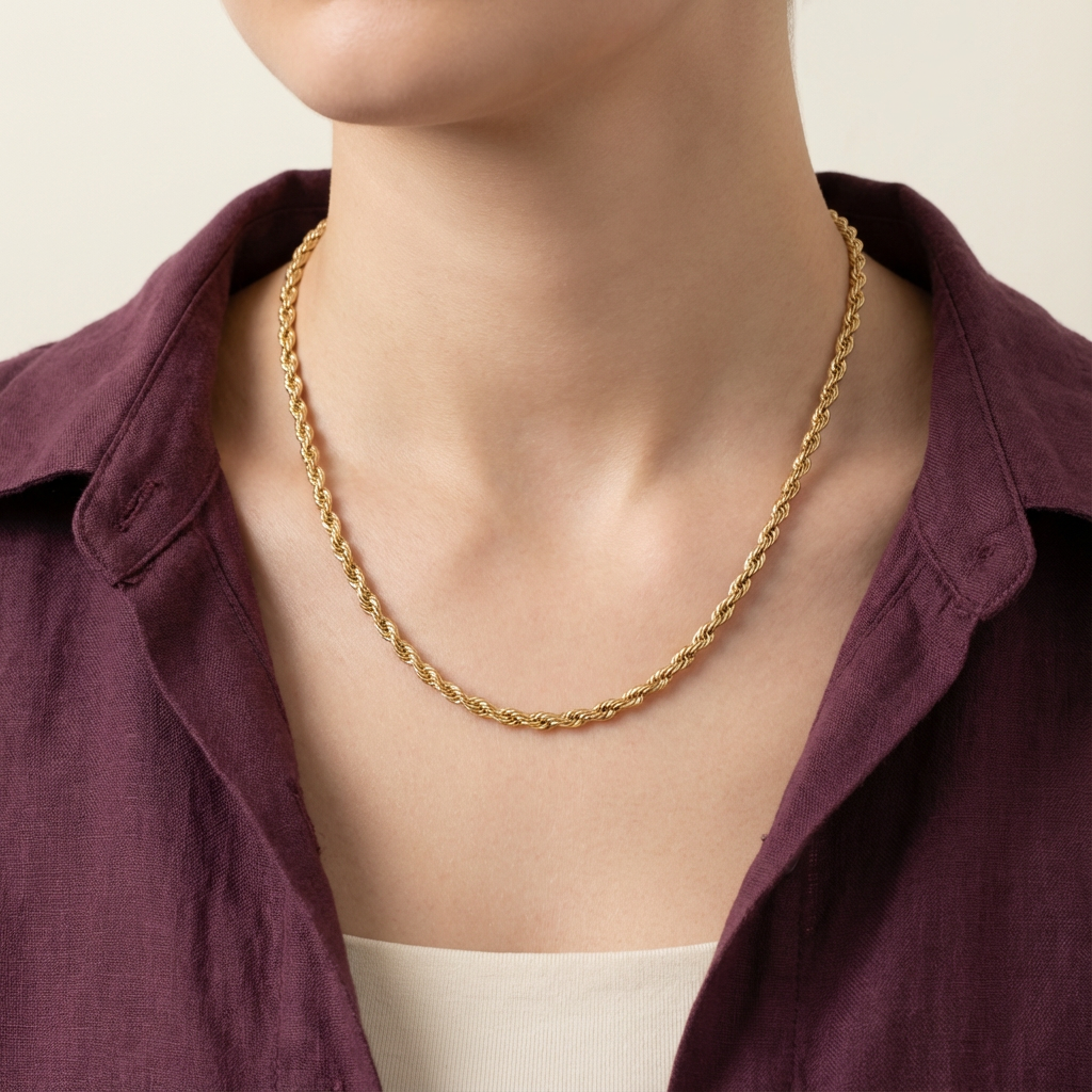 عقد ذهب مجدول عيار 18