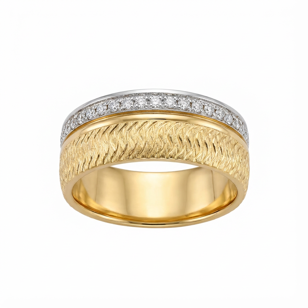 دبلة فيديليا ذهب عيار 18 بفصوص لامعة