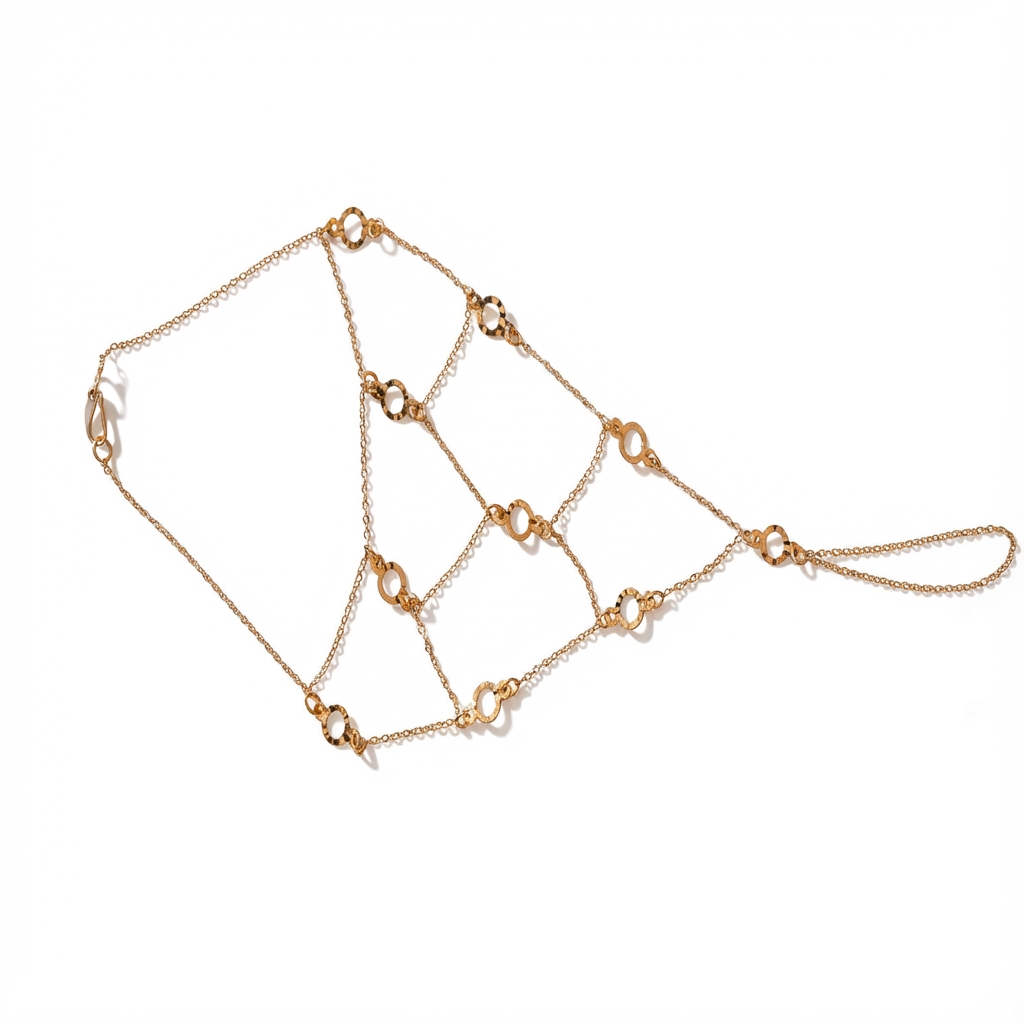 كف ميلتا ذهب عيار 21 بسلاسل رفيعة وحلقات زخرفية