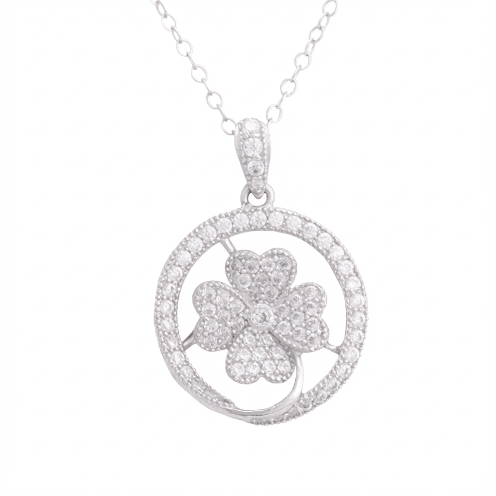 تعليقة ذهب عيار 18 بتصميم زهرة داخل دائرة راقيقة